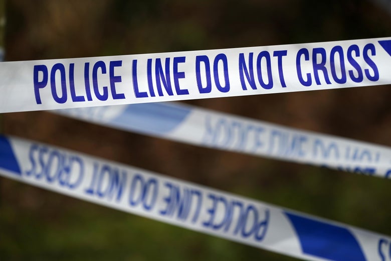 Police tape as seen close up.